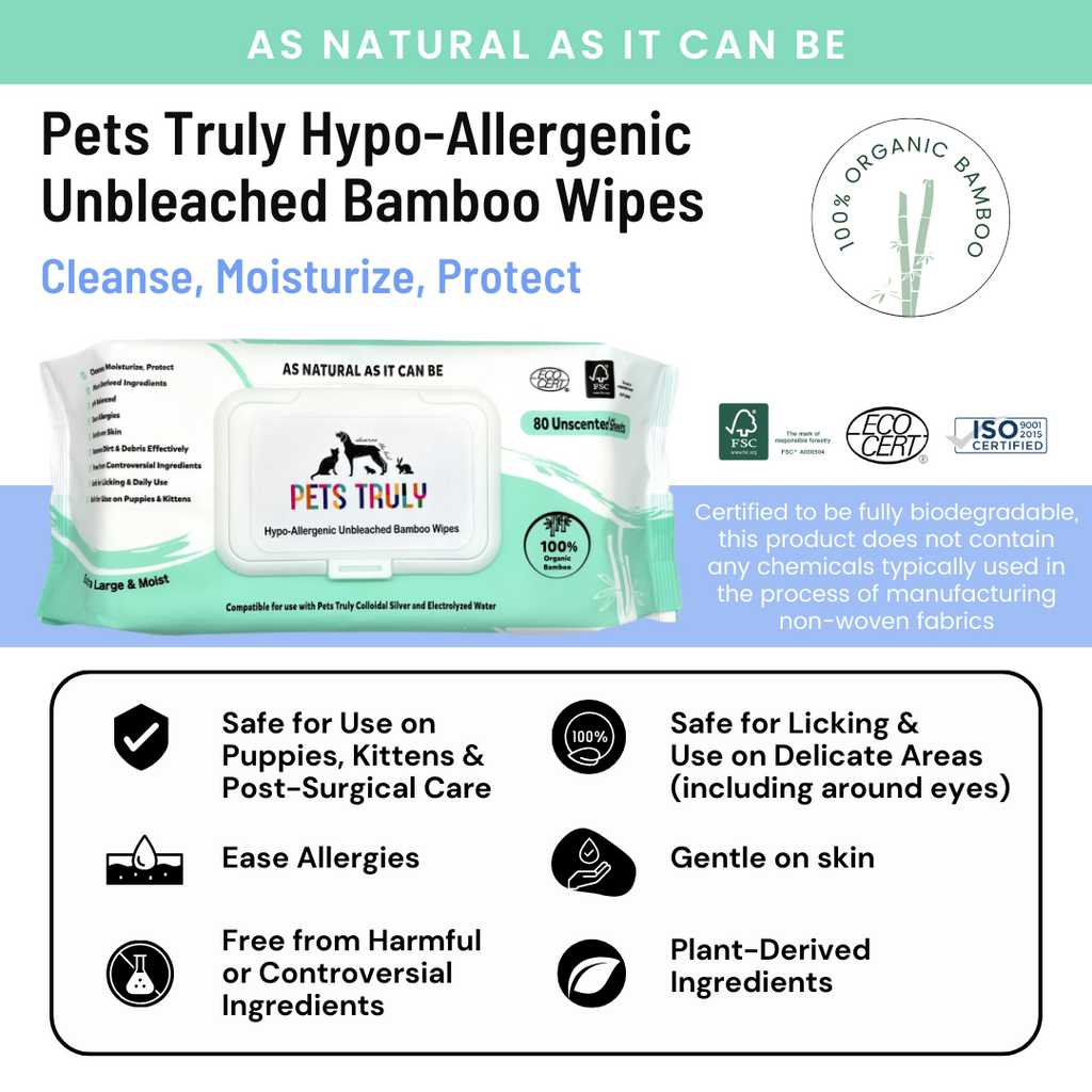 Pets Truly Hypo-Allergenic Organic Unbleached Bamboo Pet Wipes