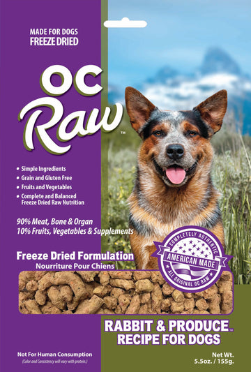OC Raw, Freeze Dried Rabbit & Produce Meaty Rox