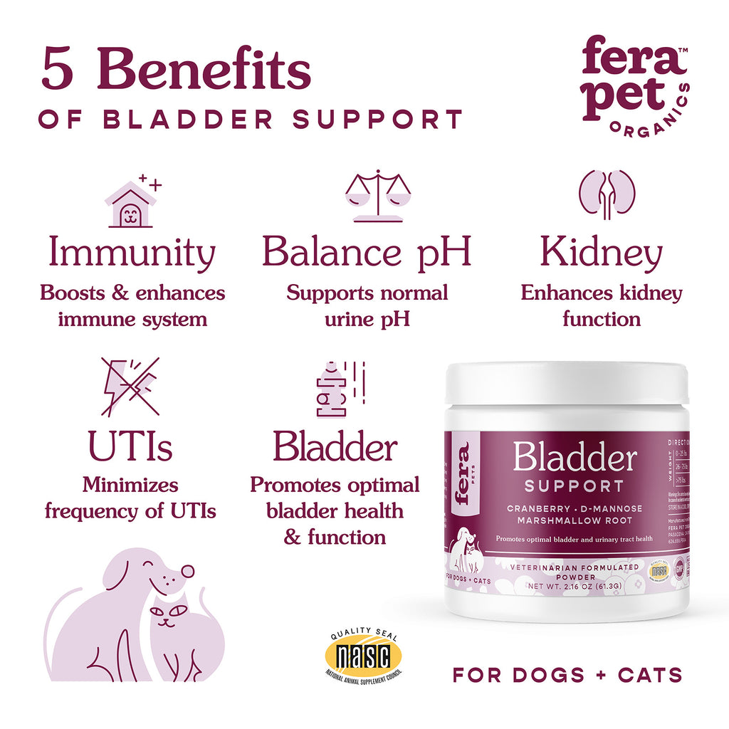Fera Pets Bladder Support for Dogs & Cats - Strengthens Immunity, Balances Urine PH, Minimizes UTI, Promotes Bladder Health