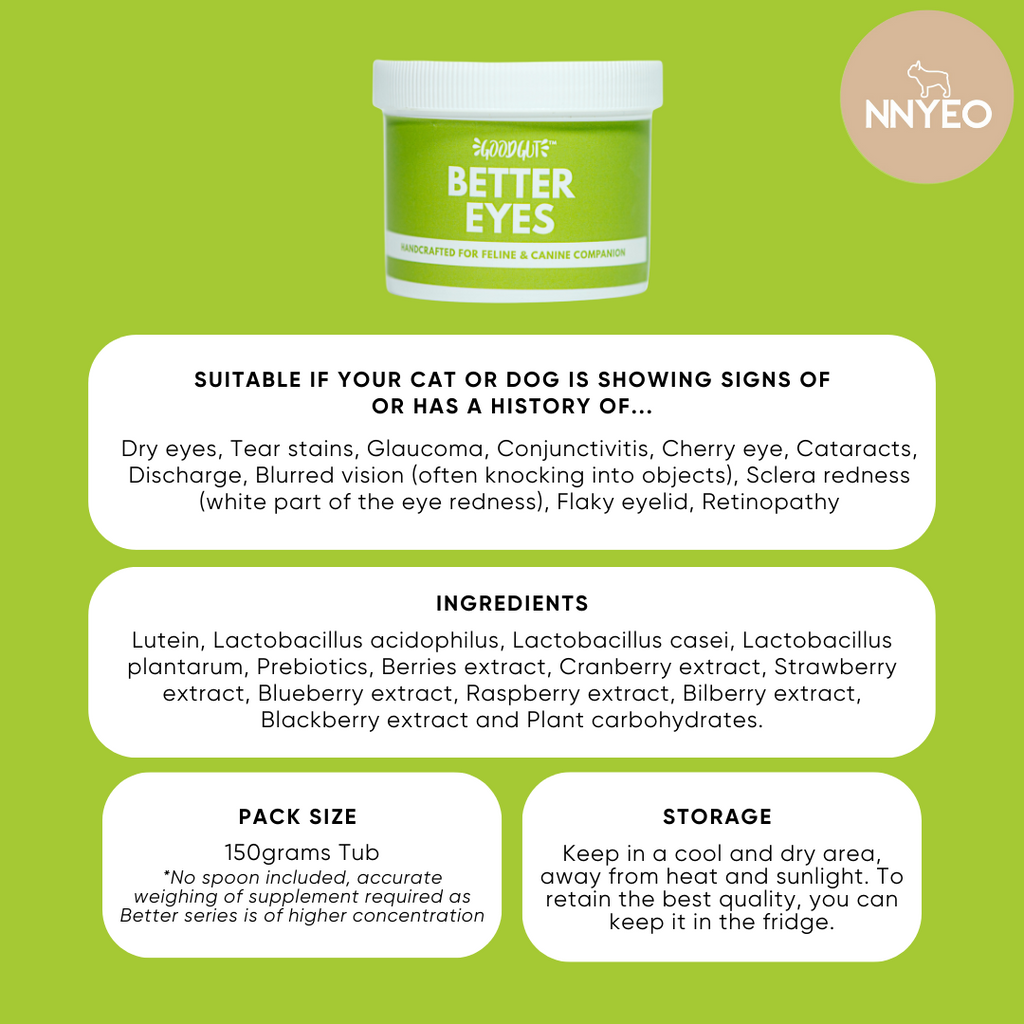 NNYEO Pet | Better Eyes Supplement for Cats & Dogs | By Good Gut Singapore