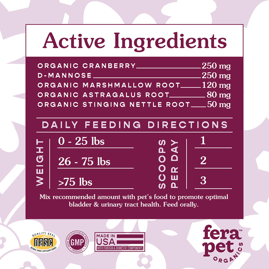 Ingredient List of Fera Pets Bladder Support for Dogs & Cats