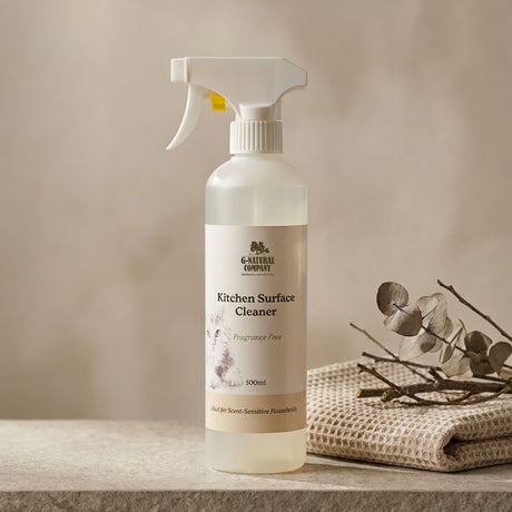 G-Natural Kitchen Surface Cleaner, Fragrance-Free. Safe for homes with young children, cats and sensitive individuals.