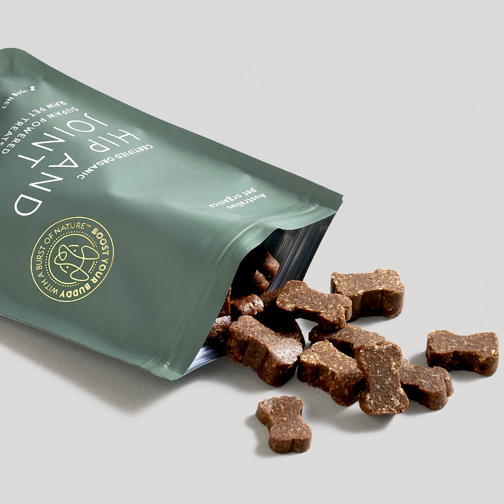 Australian Pet Organics | Hip & Joint Organic Treats | Rosehip, Turmeric & Supaw Blend