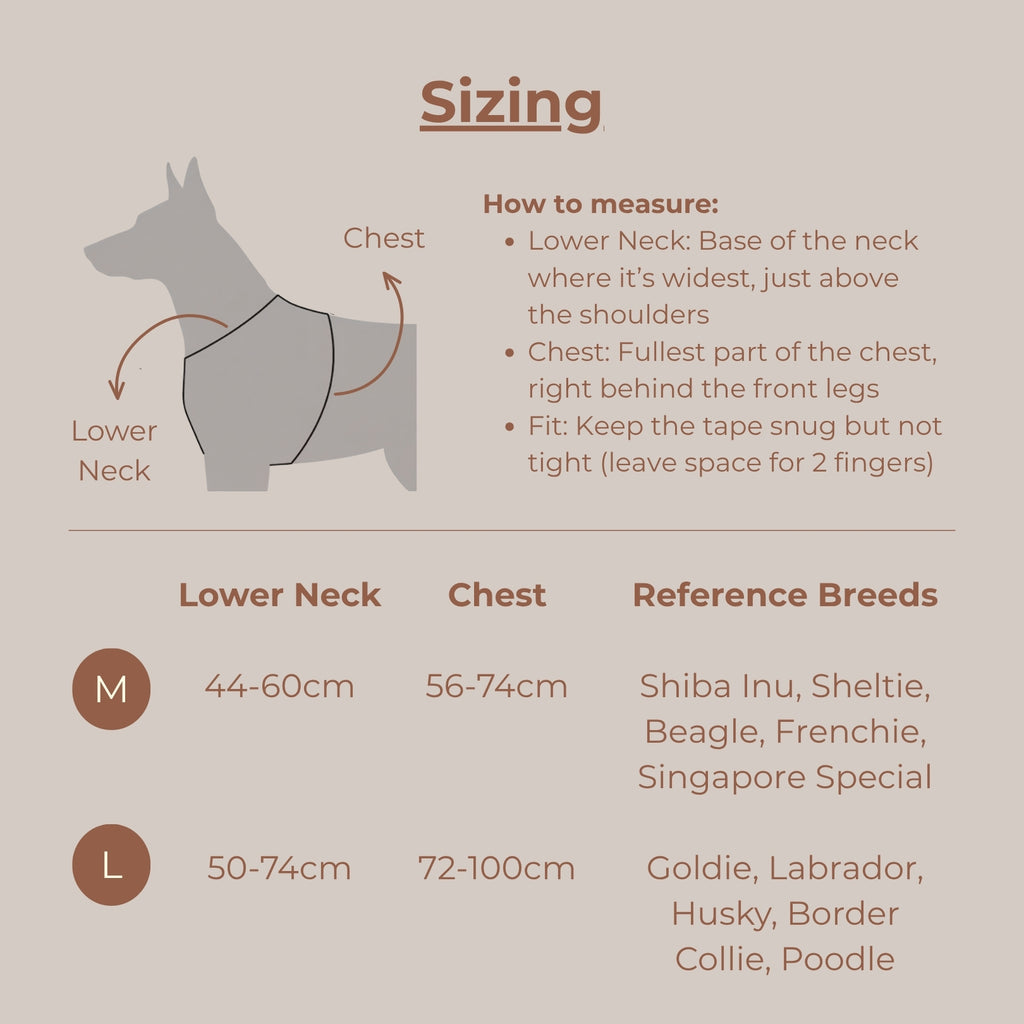 Komu Water-Resistant Harness Size Chart