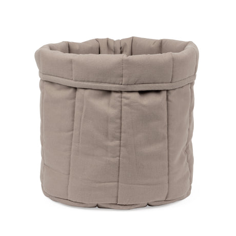 Breathable organic cotton cozy cat basket in classic dark sand by Tadazhi, eco-friendly and stylish resting spot for cats.