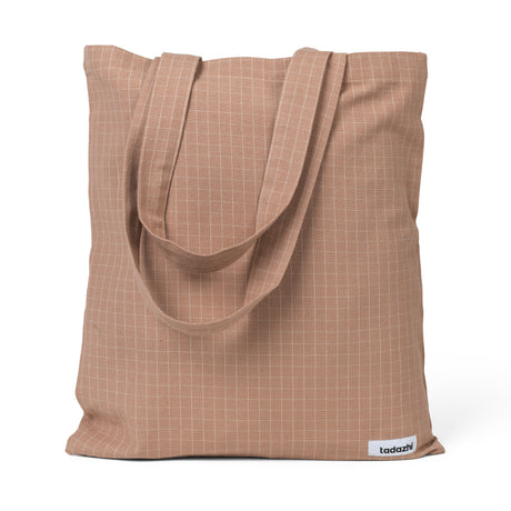 Tadazhi organic cotton tote bag in checkered rose. Durable, and eco-friendly. Simple everyday essential, machine washable at 40°C.
