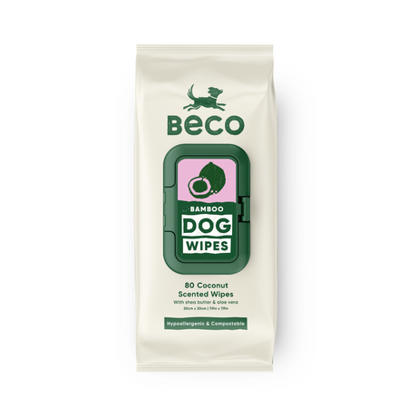Beco bamboo dog wipes coconut scented packaging front