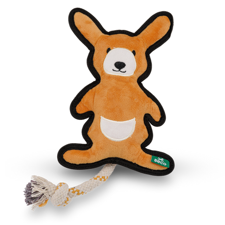 Beco kangaroo dog toy made from 74% recycled materials, floats in water