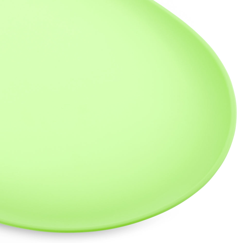 Close-up of BECO placemat in green with raised edges that prevent messy feeding for pet owners