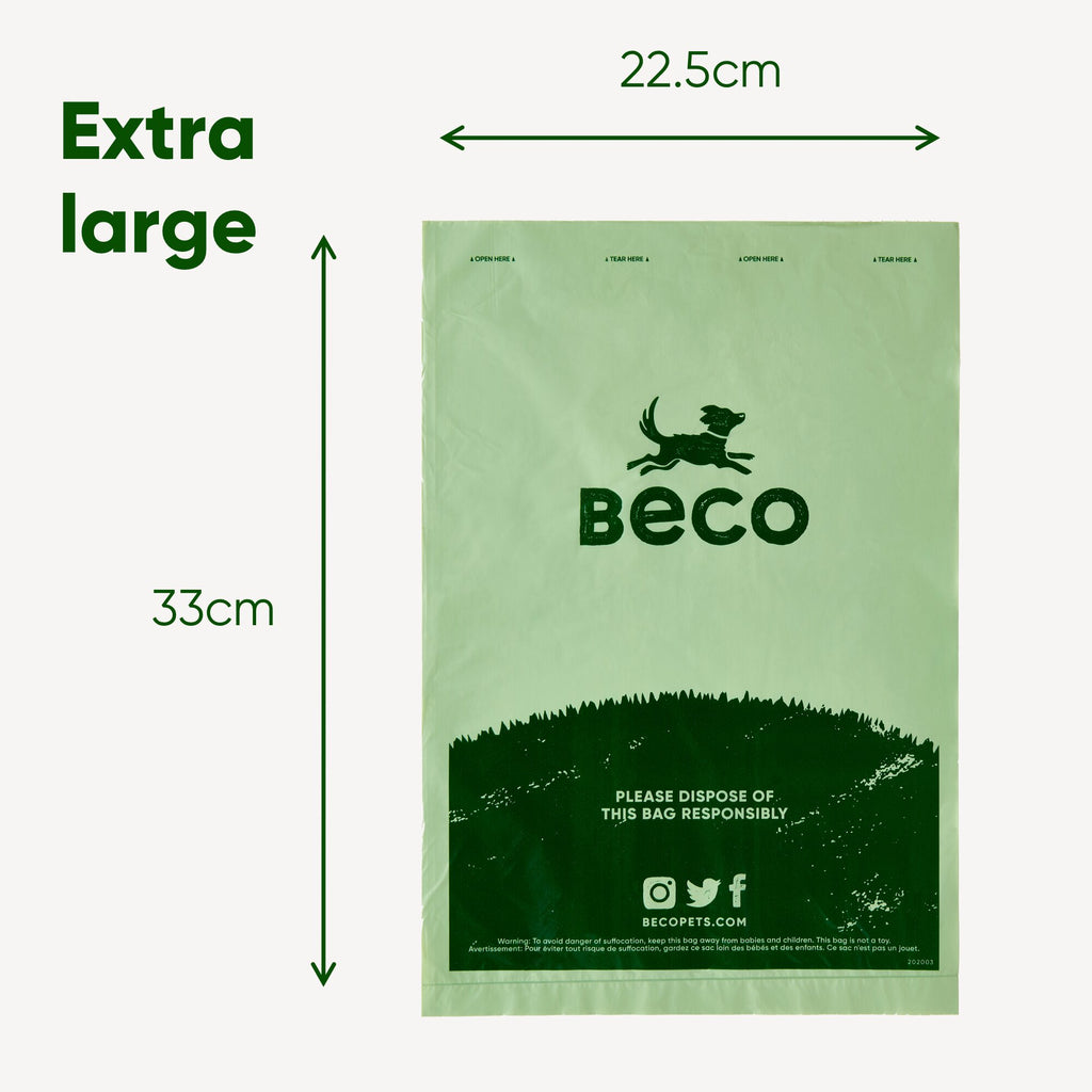 Unrolled Beco poop bag, large size for clean pickup