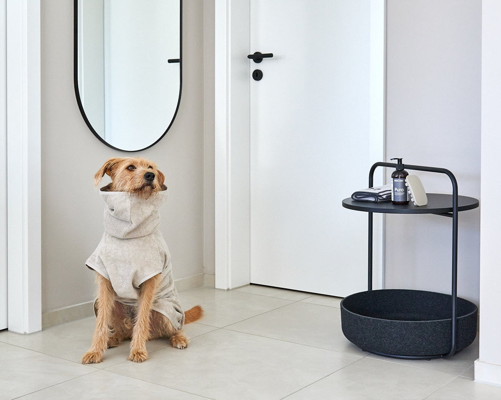 MiaCara Luxurious Bagno Dog Bathrobe in Greige, Perfect Gift for Dog Owners
