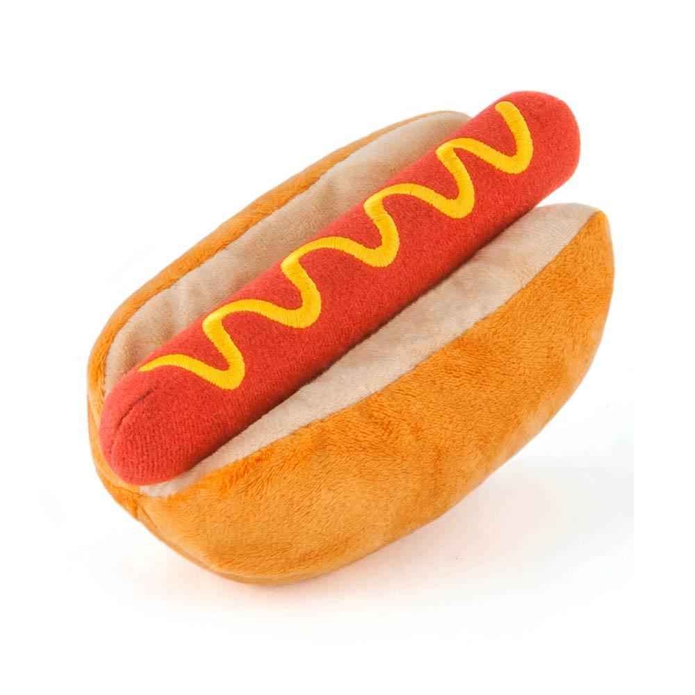 P.L.A.Y. American Classic Hot Dog Squeaky Nosework Plush Toy for Dogs NNYEO