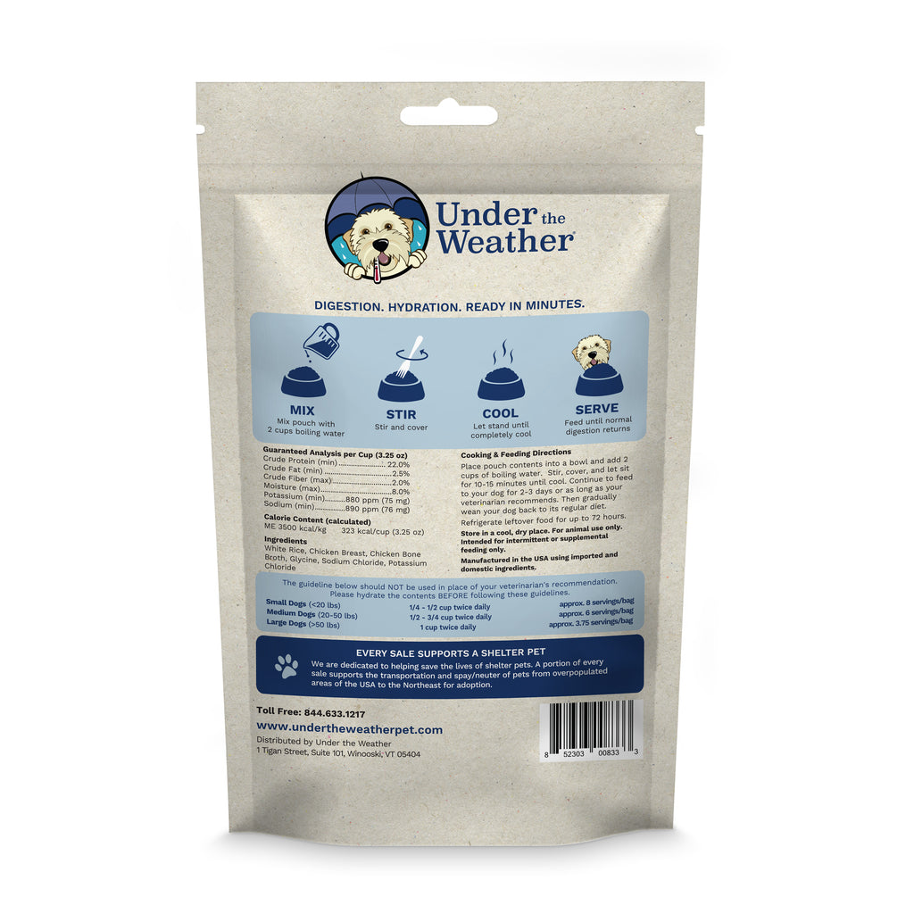 Under the Weather Rice, Chicken & Bone Broth Freeze Dried Bland Diet for Unwell and Sick Dogs