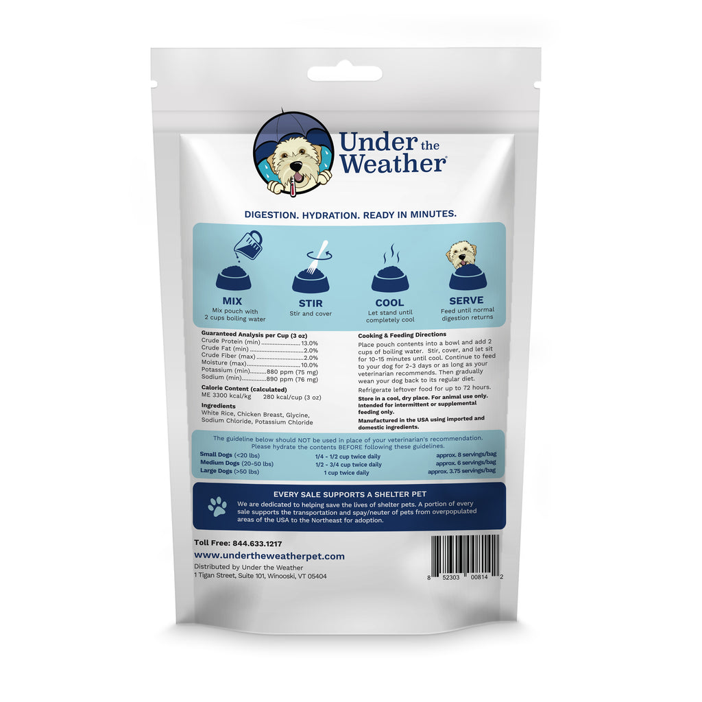 Under the Weather Chicken & Rice Freeze-Dried Bland Diet with Electrolytes for Sick Unwell Dogs