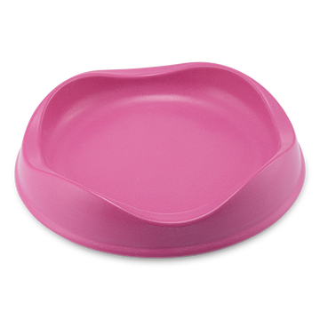 BECO low-rim bamboo cat bowl in pink with non-slip studs base made from plant-based materials